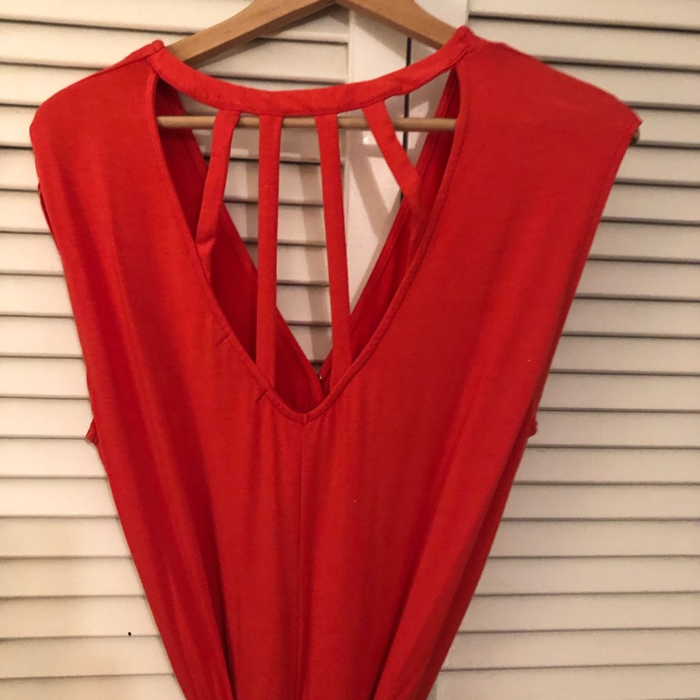 Bright Orange Wrap Style Maxi Dress